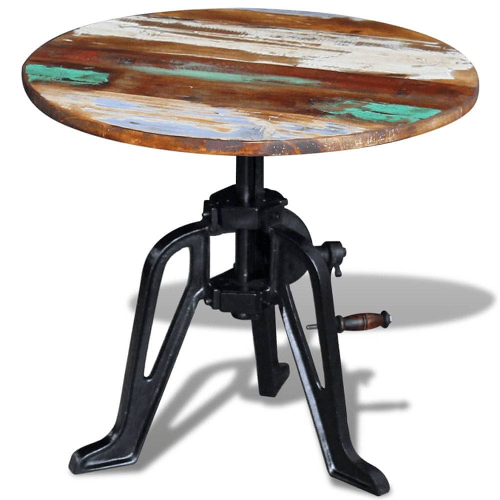Vidaxl Príručný stolík, recyklovaný masív, liatina 60x(42-63) cm
